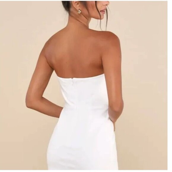 Lulus adorable sultriness white strapless bodycon big bow dress size small NWOT - Picture 2 of 4